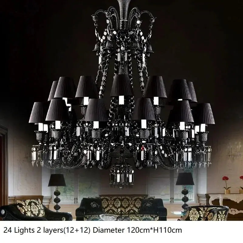 Villa Hotel Luxury Black Crystal Chandelier ChandeliersLife®
