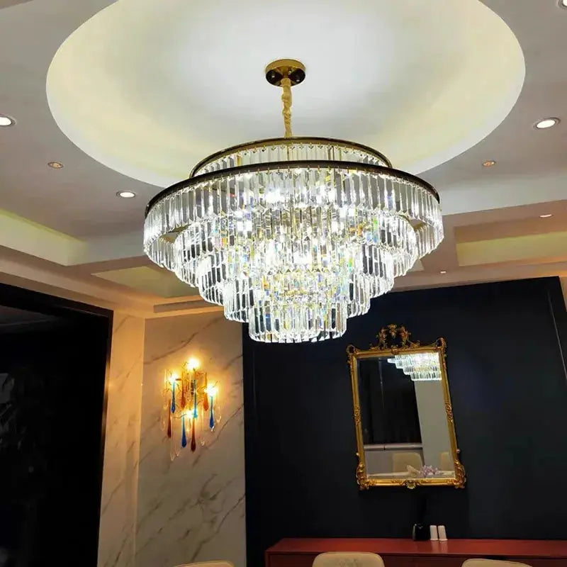 Modern Crystal Chandelier Simple Lustre Ceiling Lamp Living Room Chandelier Villa Bedroom Kitchen Island Decoration Round Lamp ChandeliersLife®