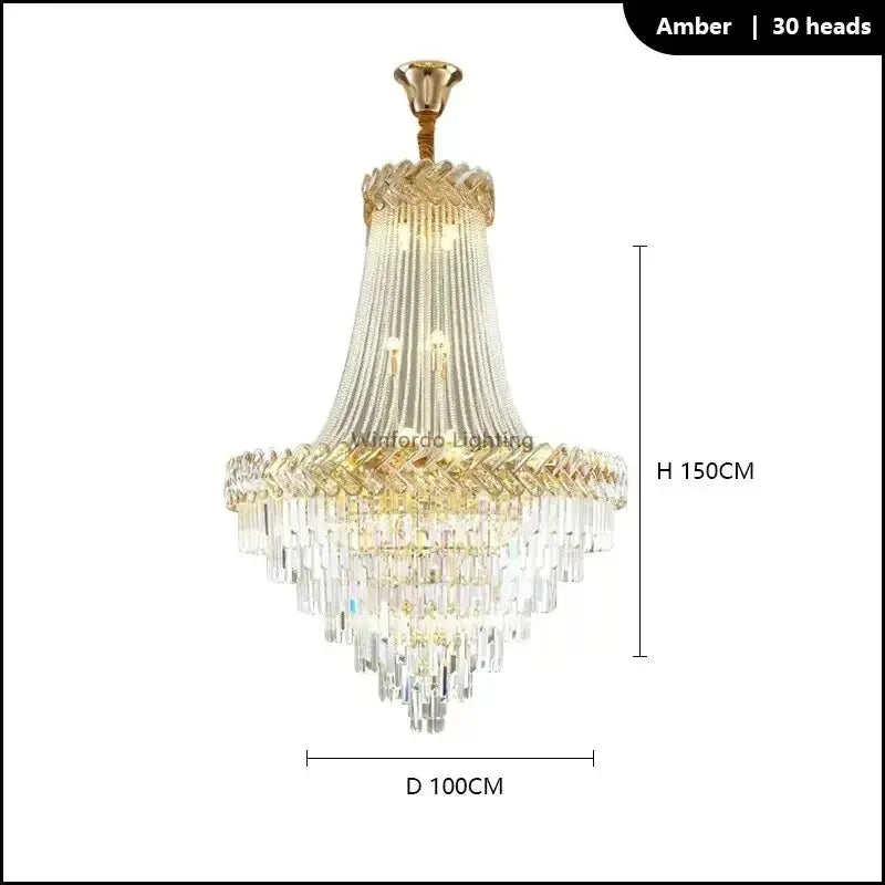 2025 Luxury Duplex Villa Crystal Chandelier ChandeliersLife®
