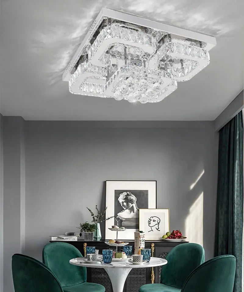 Voltsify Modern Fancy Crystal LED Flush Mount Ceiling Light Fixture for Living Room Bedroom ChandeliersLife®