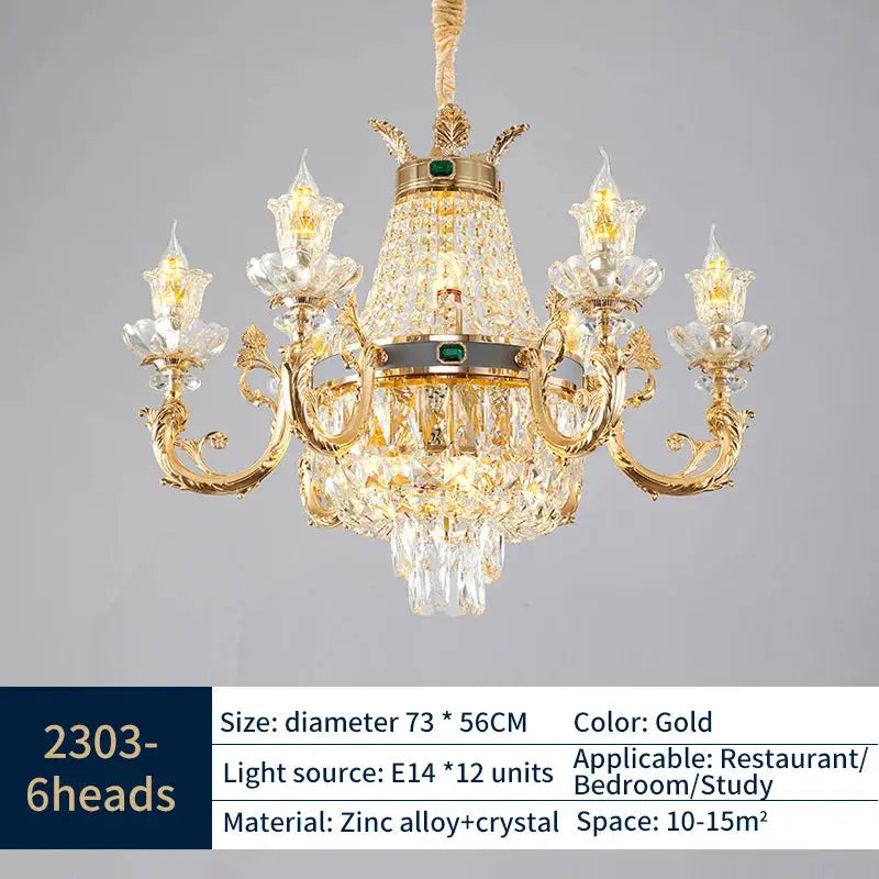 European Style Duplex Chandelier European Style Villa Living Room Candle Crystal Chandelier Hotel Lobby Chandelier In The Middle ChandeliersLife®