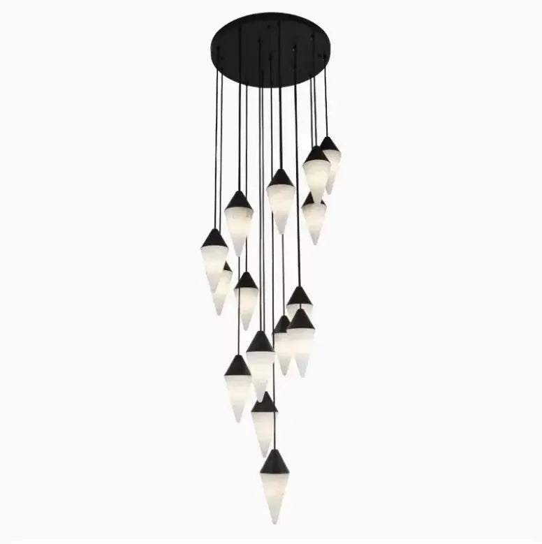 Modern Alabaster Cone Cluster Chandelier