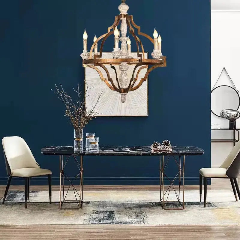 Golden Wood Vintage Chandelier