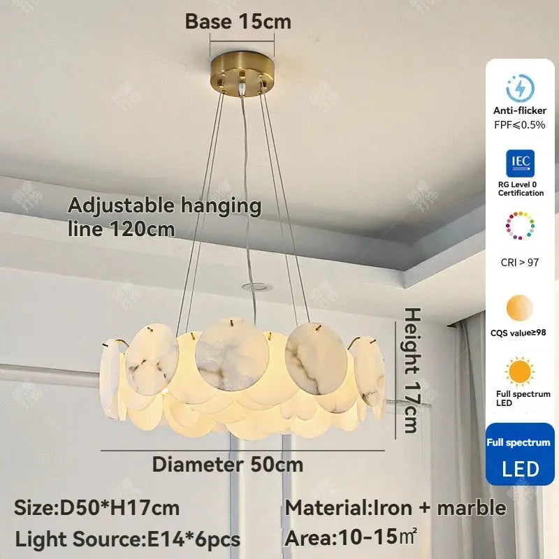 Modern White Marble Alabaster Round Lamp - ChandeliersLife®