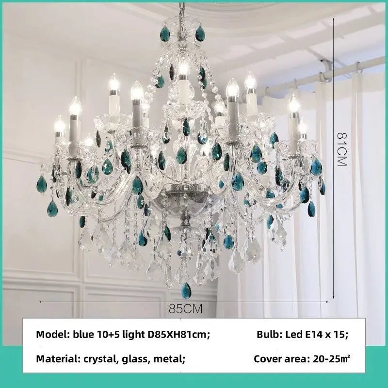 French Blue Crystal Chandelier ChandeliersLife®