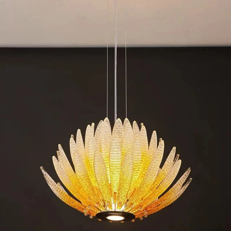 Modern Luxury Feather Glass Luxury Pendant Chandelier