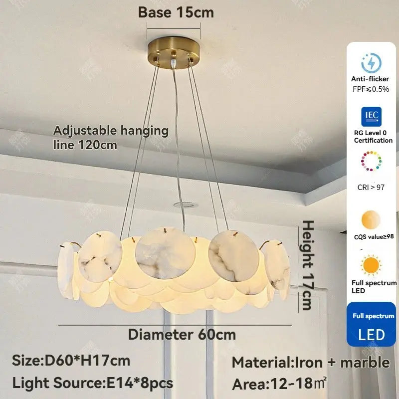 Modern White Marble Alabaster Round Lamp ChandeliersLife®