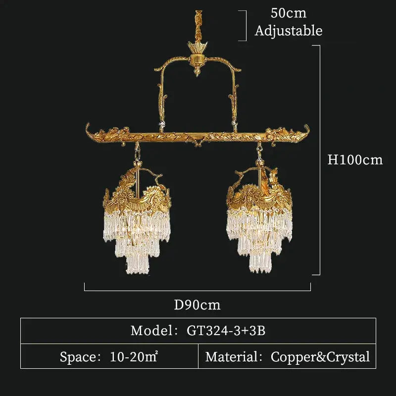 European Rococo Luxury Brass Restaurant Chandelier French Classical Retro Bedroom Foyer Crystal Pendant Light ChandeliersLife®