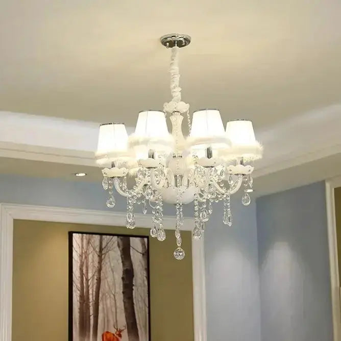 Luxurious Living Room Lighting White Crystal Chandelier ChandeliersLife®