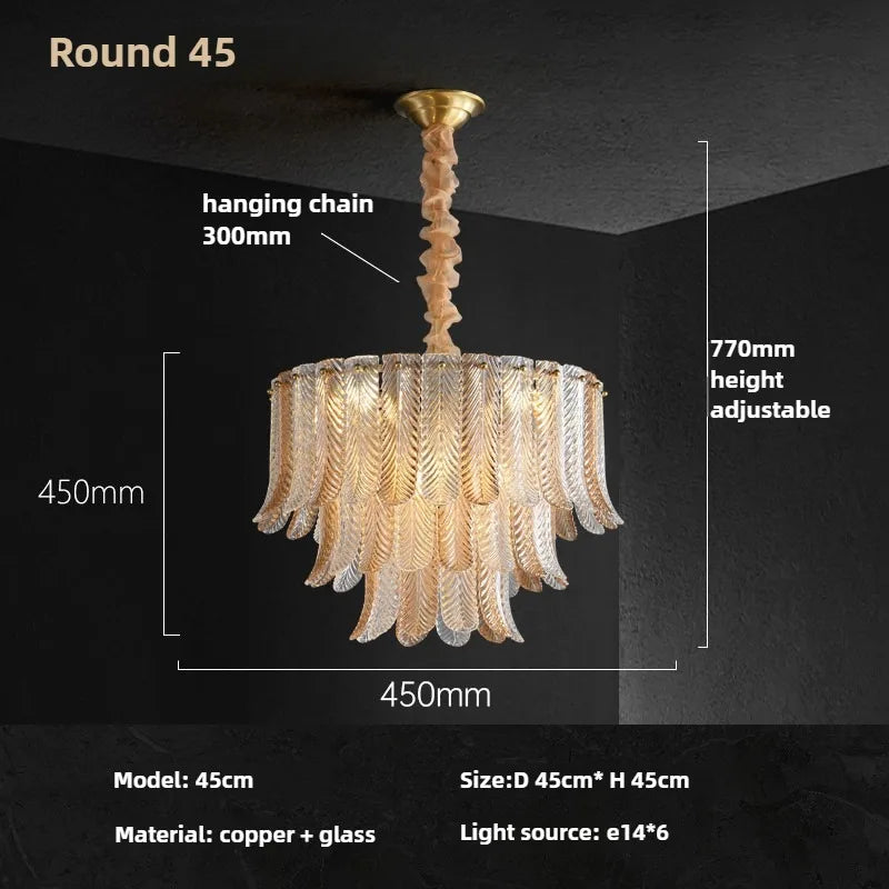 Aurelio copper and glass chandelier – close product view
