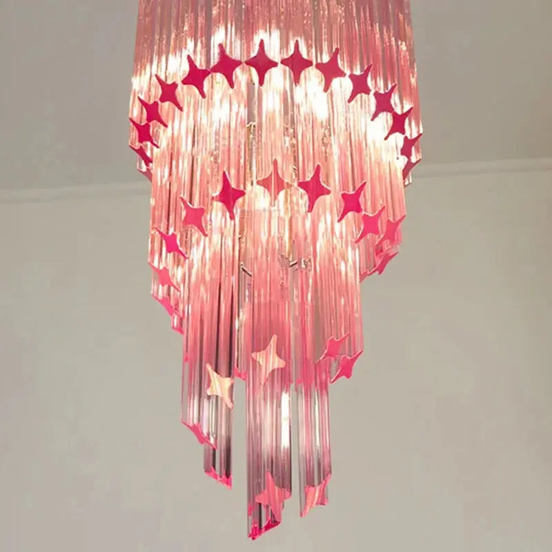 Varenza Modern Luxury Pink Glass Chandelier