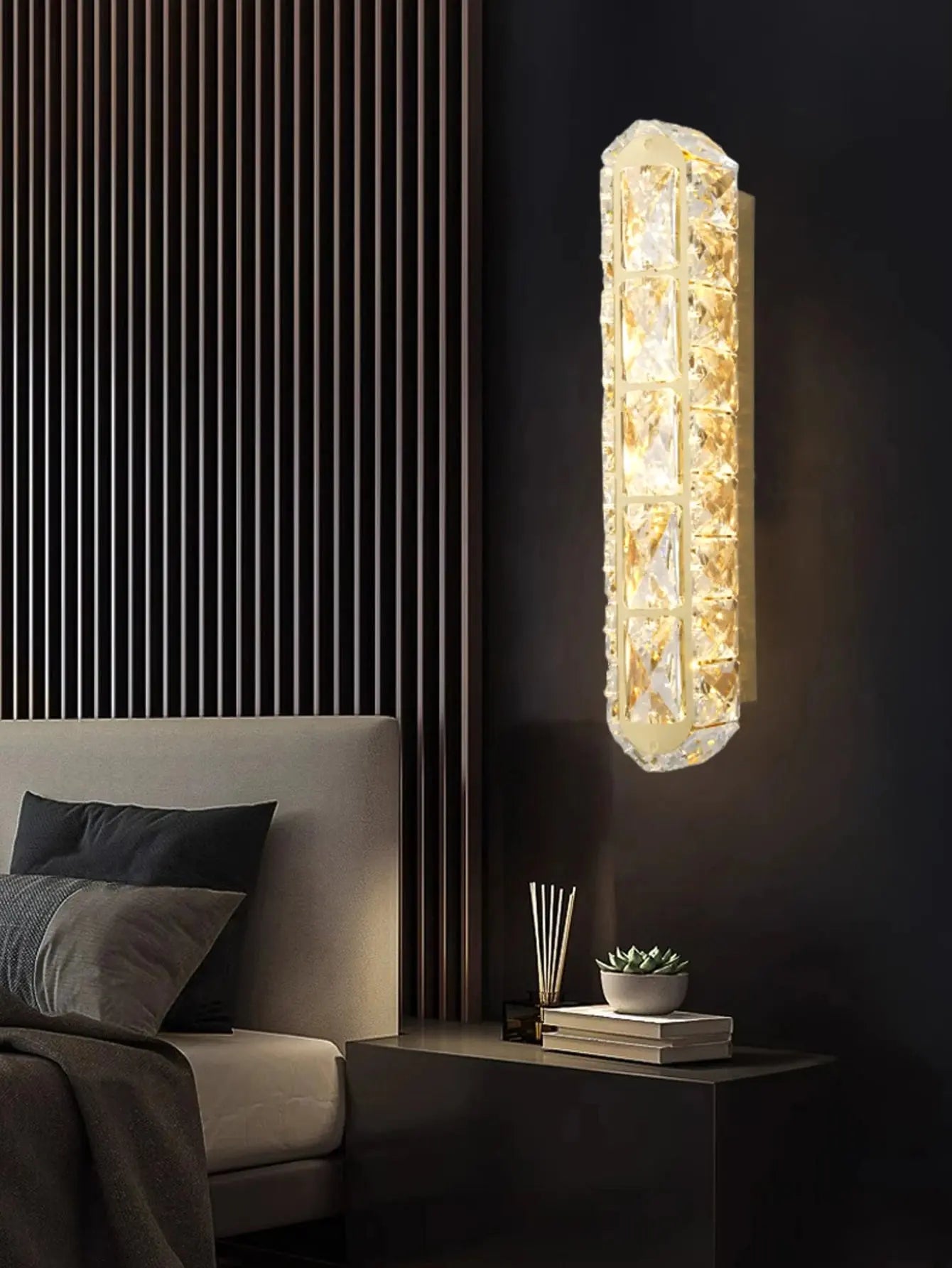 Double Row Crystal Wall Light