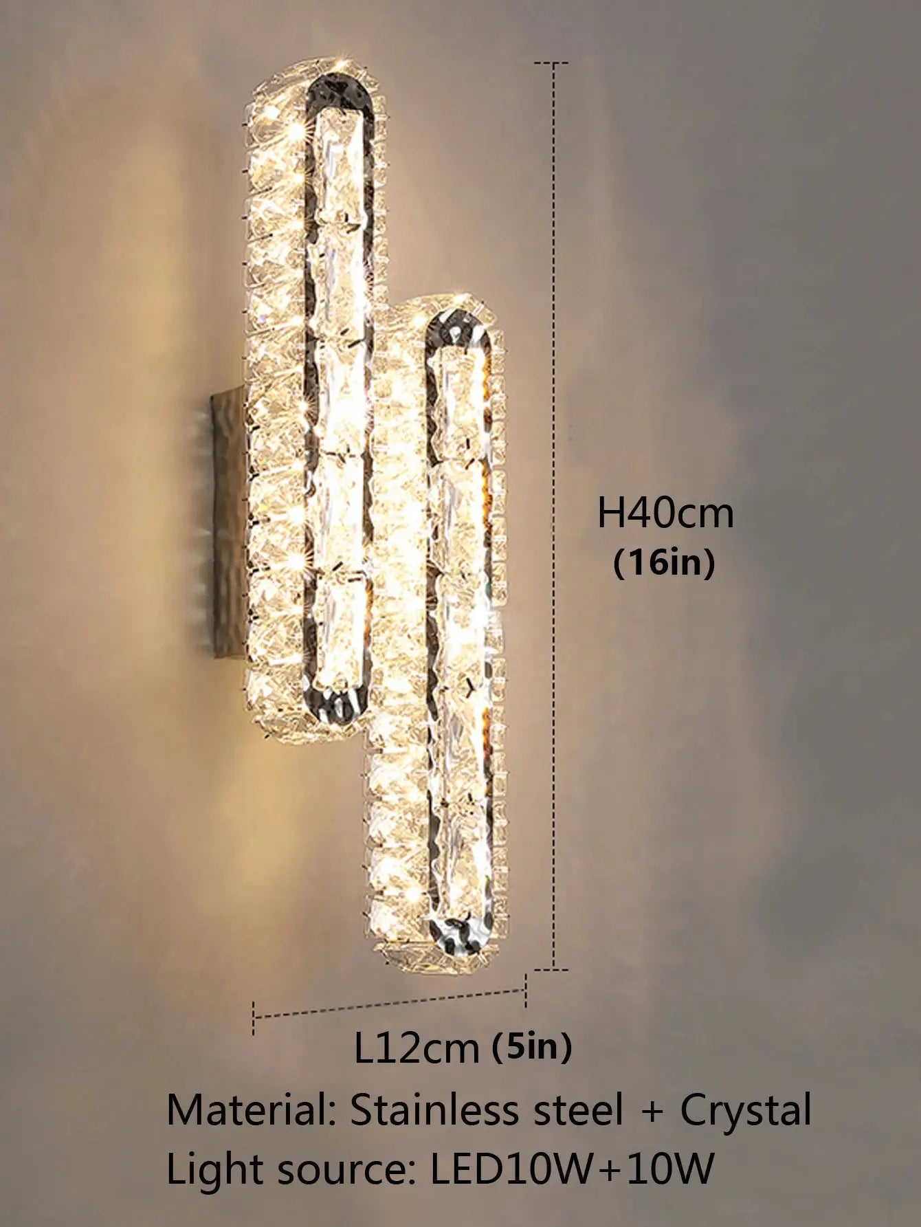 Double Row Crystal Wall Light