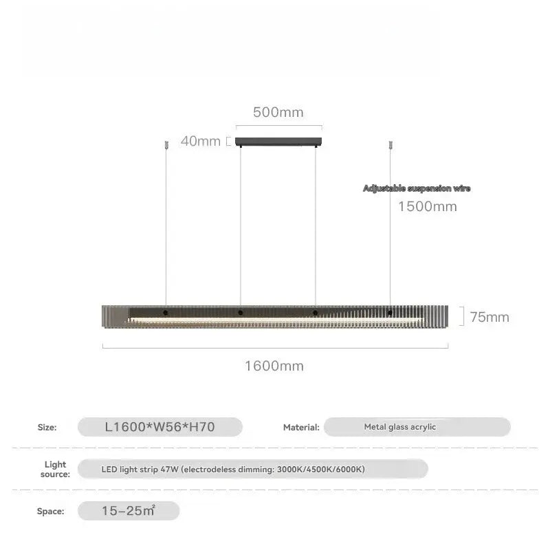 Minimalist Black Linear Chandelier Above Dining Table