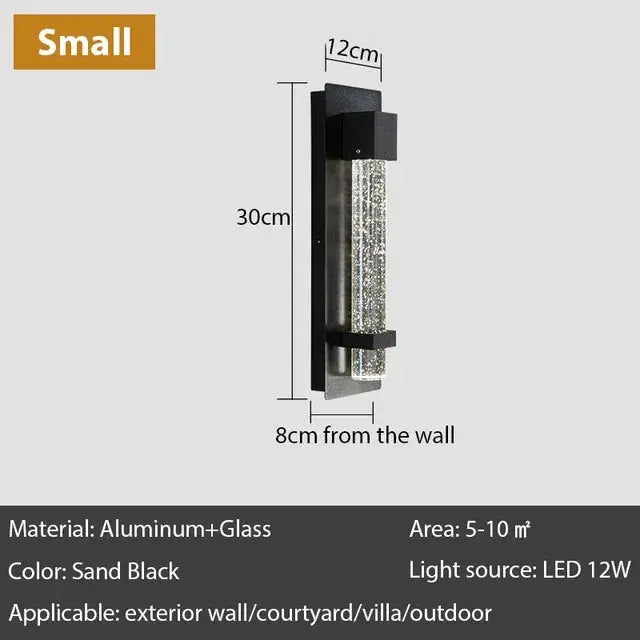 Outdoor Wall Lamp Anti Rust Aluminum with K9 Column Crystal Bubble Lighting Fixture Porch Wall Sconce for Garden Garage Entryway ChandeliersLife®