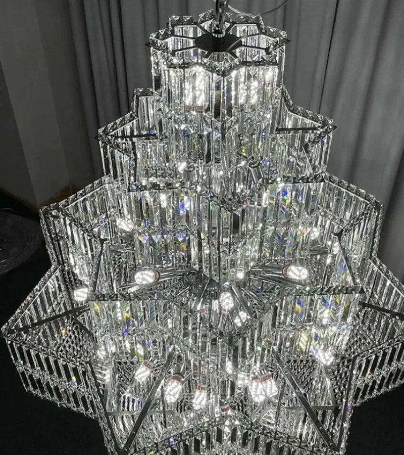 Luxury Villa Chandeliers Star Staircase Crystal Chandelier ChandeliersLife®