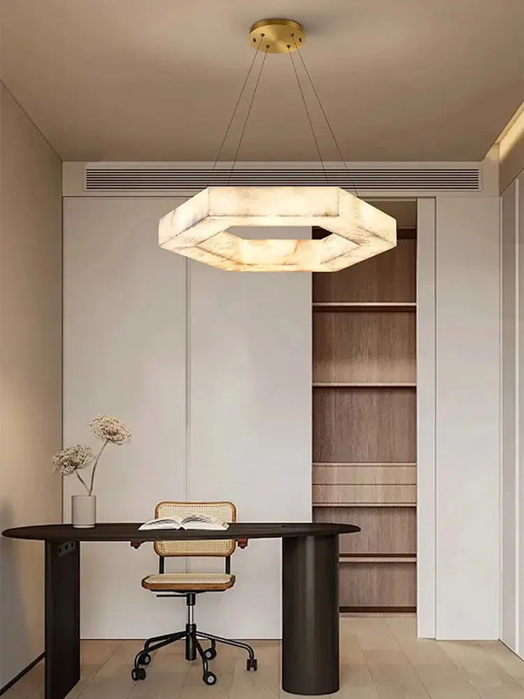 Hexagonal Alabaster Round Chandelier ChandeliersLife®