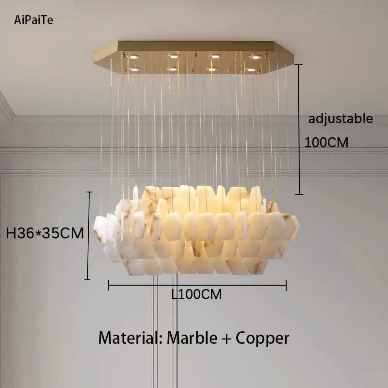 Nordic Retro Square Snowflake gypsum LED chandelier Hardware ceiling lustre Creative restaurant design decorative Dimmable ChandeliersLife®