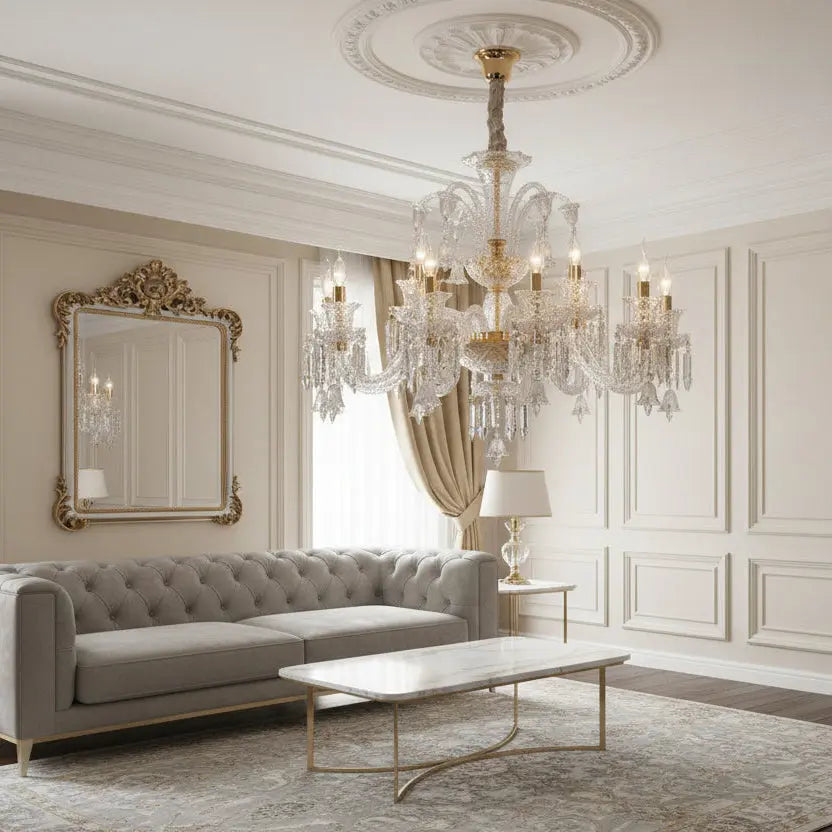 Golden Clear Candle Crystal Chandelier ChandeliersLife®