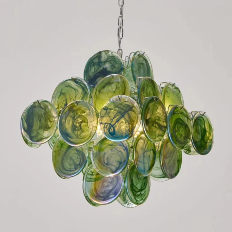 Elodie Murano-inspired Coloured Glass Disc chandelier, product gallery image 9 of 12