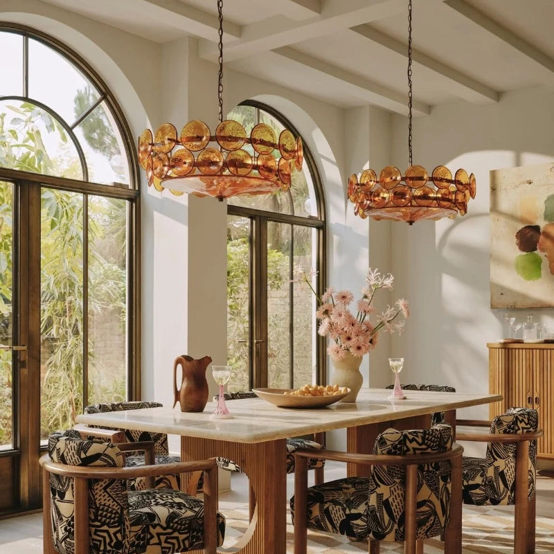 Ambra Murano-inspired Amber Glass chandelier, product gallery image 3 of 13