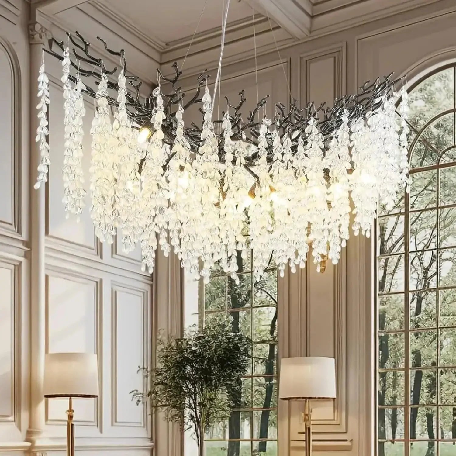 Luxury Crystal Chandelier Lighting Black Gold Chrome