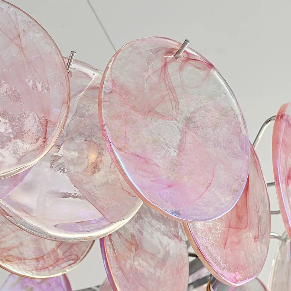 Rosella Murano-inspired Pink and Green Glass chandelier, product gallery image 6 of 19