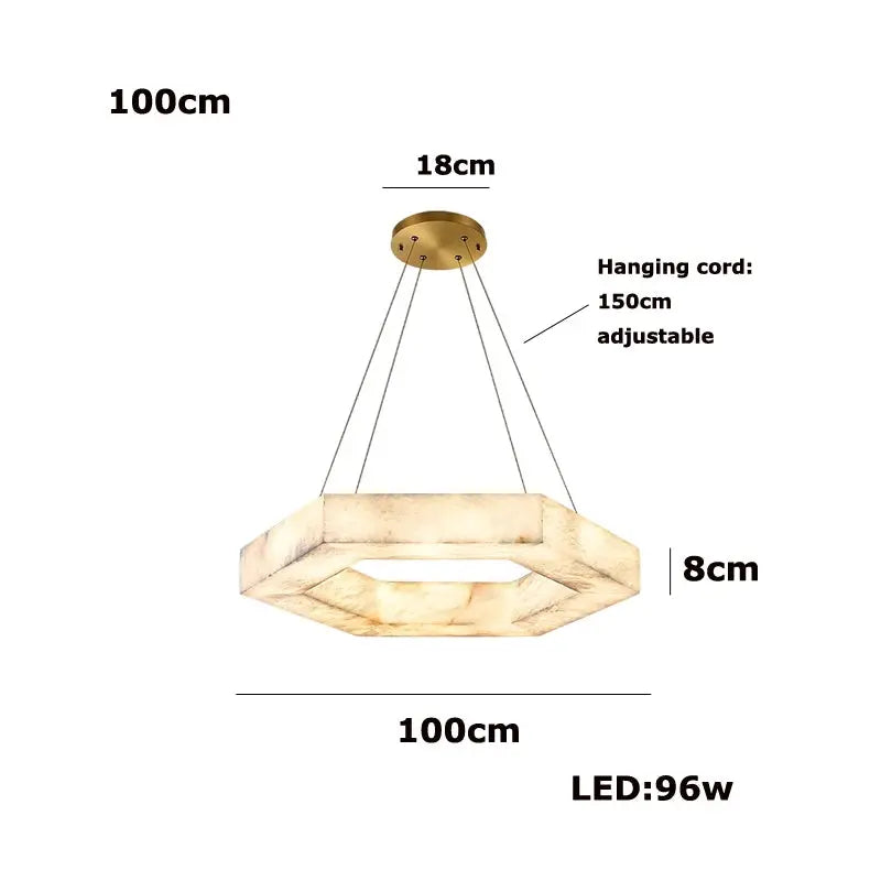 Hexagonal Alabaster Round Chandelier