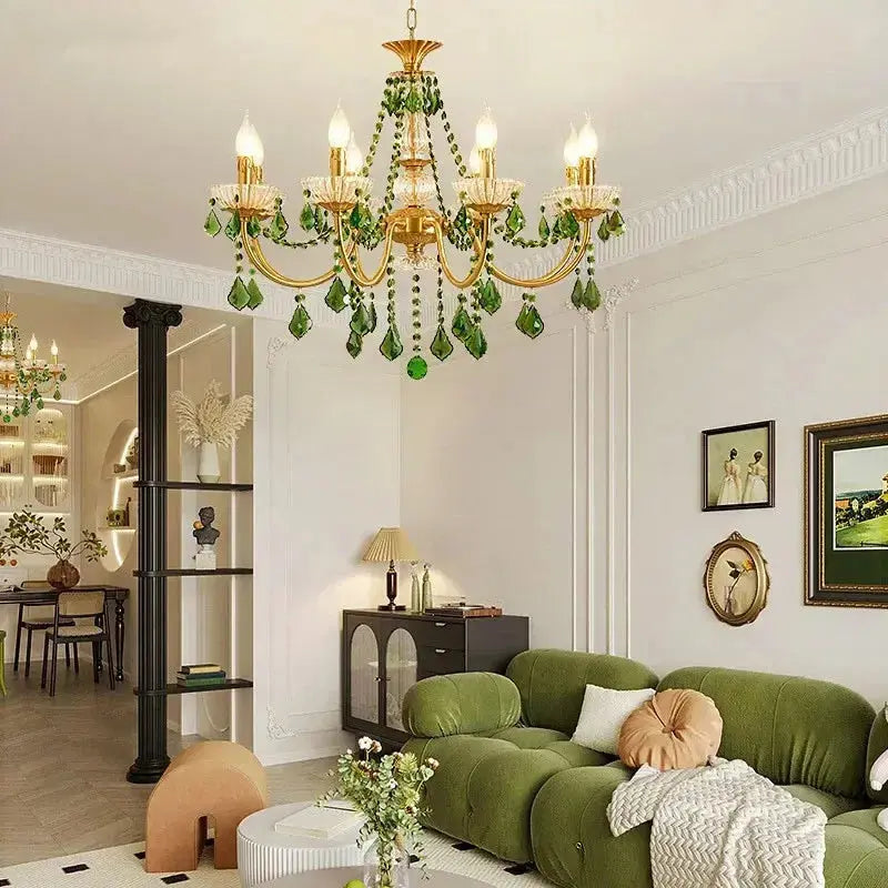 French Retro Green Crystal Chandelier ChandeliersLife®