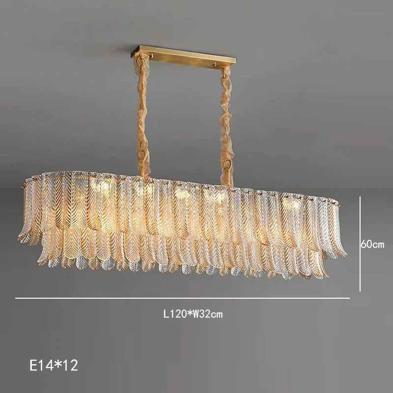 Elara amber and clear glass leaf ceiling chandelier – additional view
