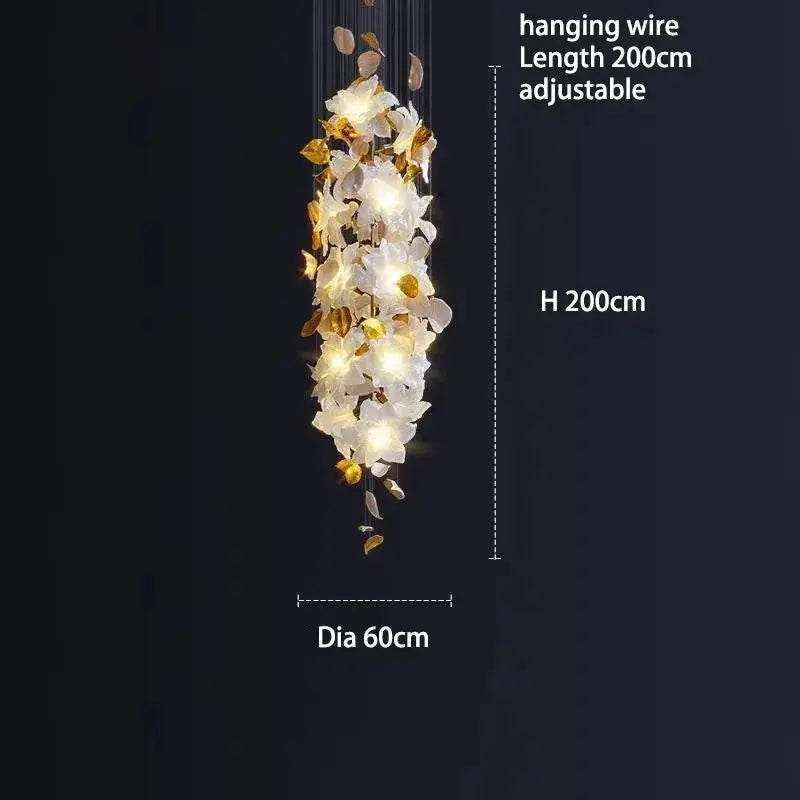 Duplex Villa Chandelier Pick High School Empty Fashion Living Room Crystal Light Luxury Designer Flower Shaped Luxury Chandelier ChandeliersLife®