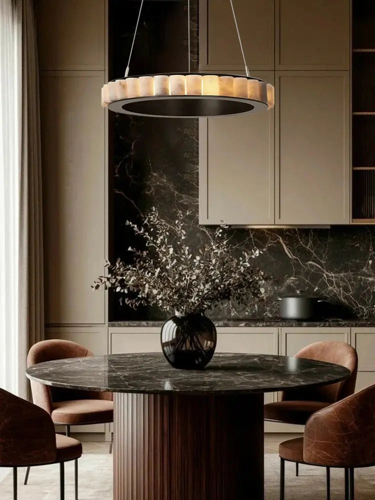 Modern Minimalist Designer Alabaster Chandelier