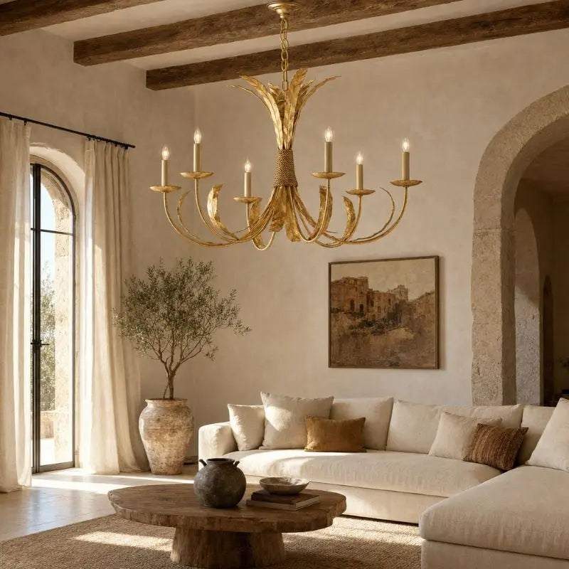Solenne Gold Leaf Iron Pendant Light