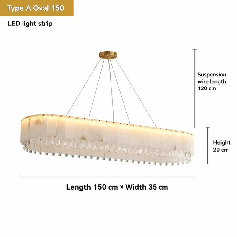 Villa Lobby Dining Living Room Alabaster Hanging Lamp