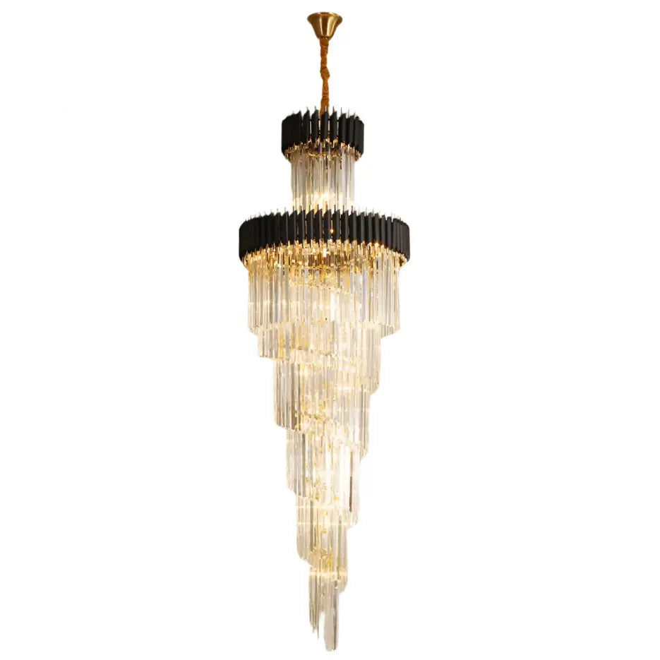 Long Black Crystal Loft Chandelier ChandeliersLife®