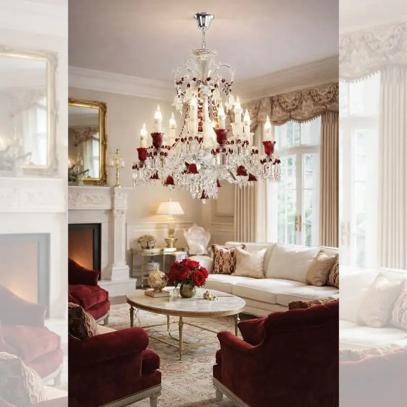 Modern Crystal Clear Red Color Chandelier ChandeliersLife®