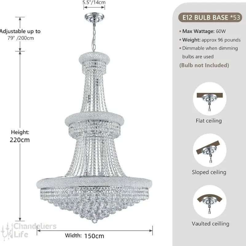 Modern Empire Crystal Chrome Chandelier ChandeliersLife®