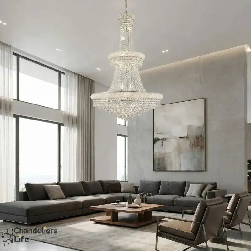 Modern Empire Crystal Chrome Chandelier ChandeliersLife®