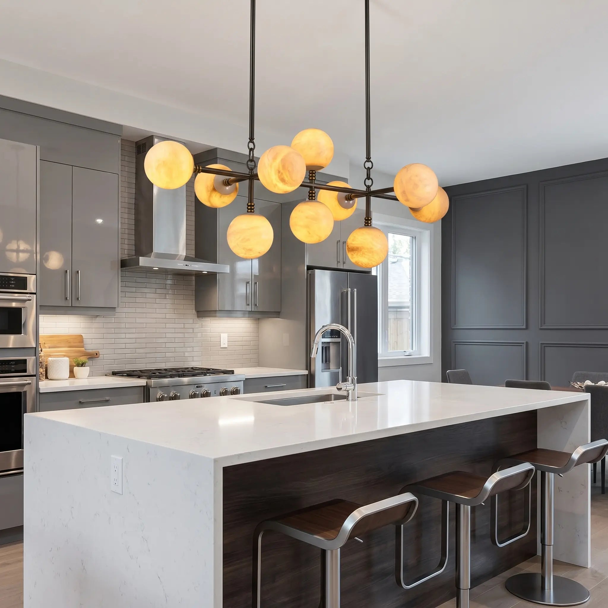 Brass Alabaster Pendant Light Globes ChandeliersLife®