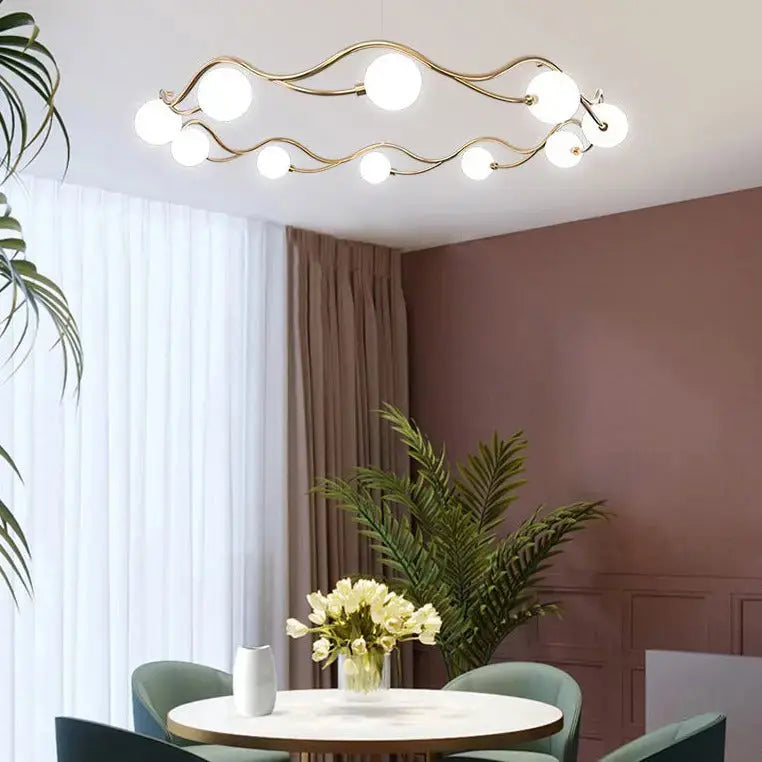 Horizontal Circle Milk White Ball Chandelier Nordic
