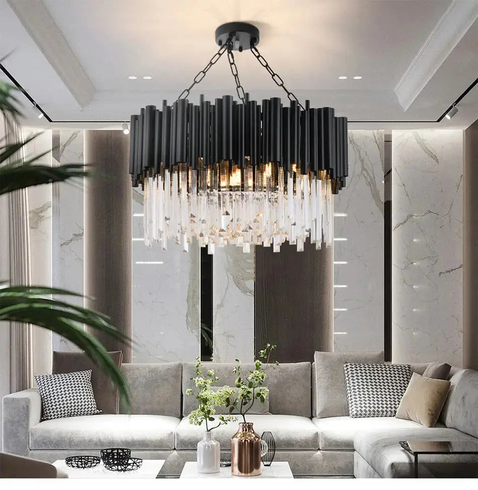 Modern Luxury Round Crystal Black Chandelier ChandeliersLife®