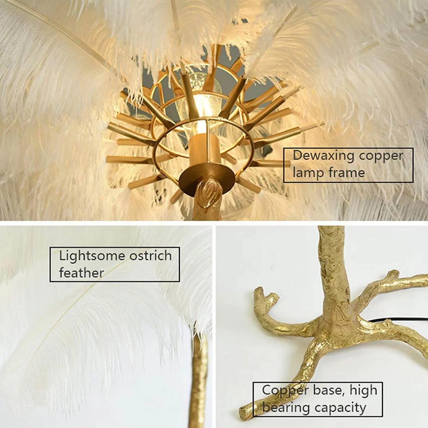 Luxury Modern Ostrich Feather Palm Tree Floor Lamp ChandeliersLife®