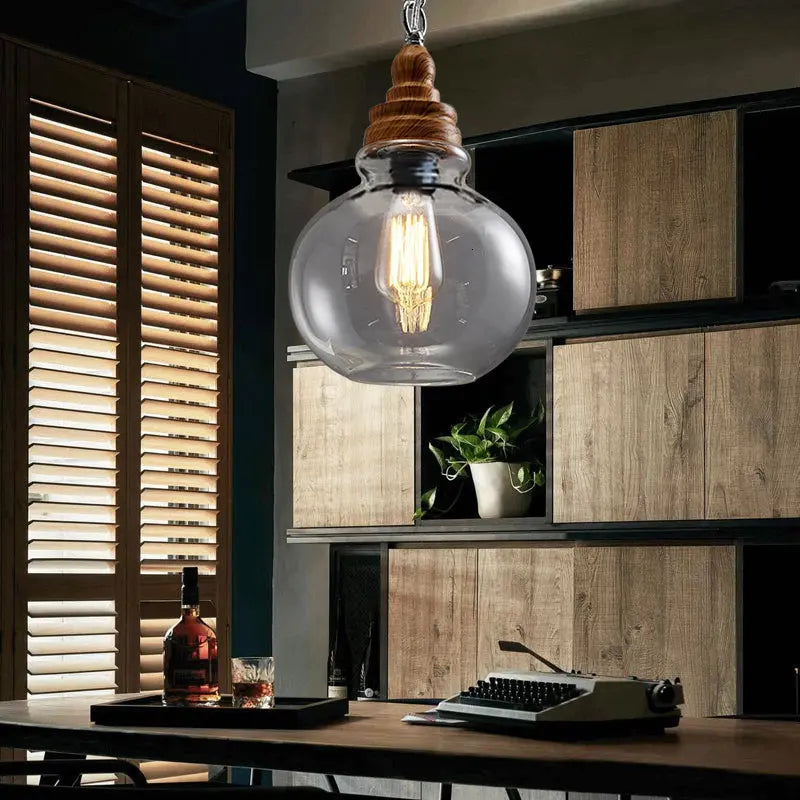 Creative Wood Single Head Pendant Lamp Nordic