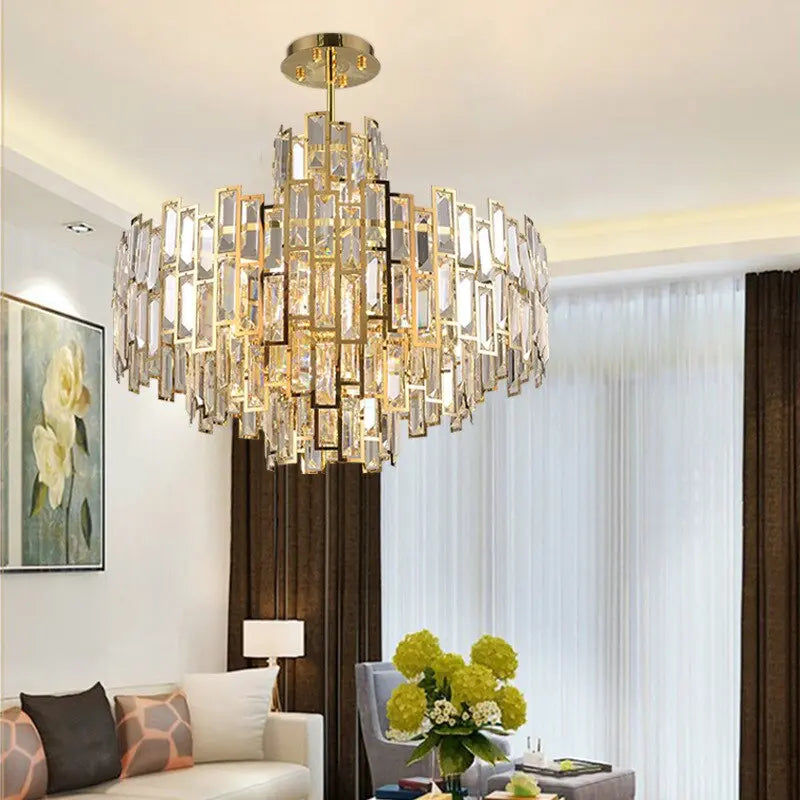 Round Gold Crystal Desinger Chandelier ChandeliersLife®