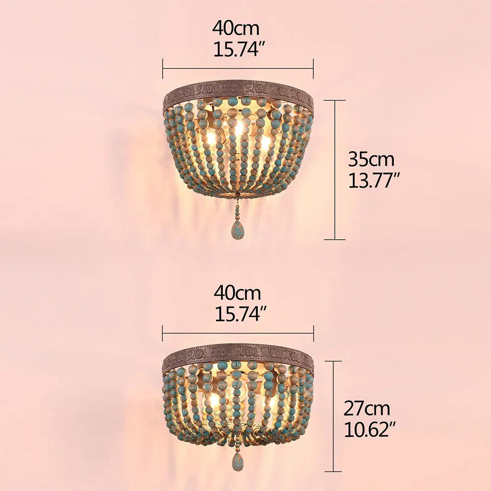 Retro Vintage Rustic Round Wooden Bead Ceiling Lights ChandeliersLife®