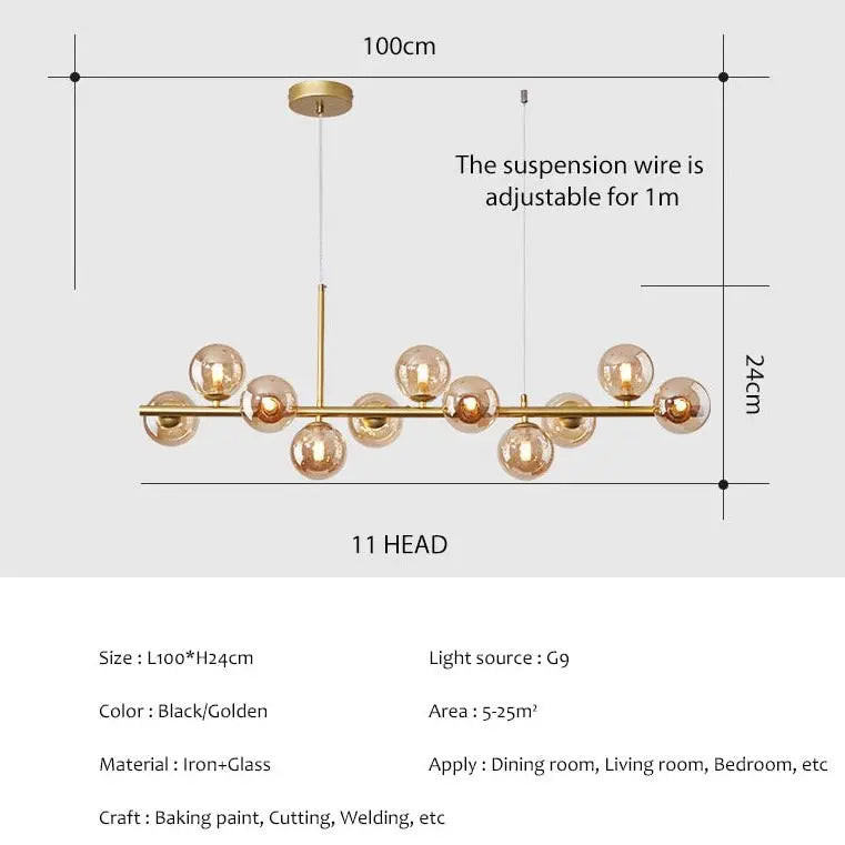 Modern Long Dining Room Chandeliers Glass Ball ChandeliersLife®