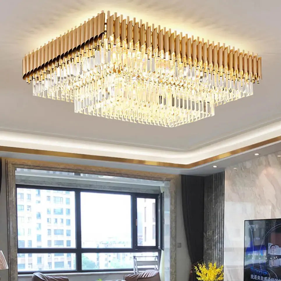 Rectangle Crystal Designer Ceiling Chandelier ChandeliersLife®