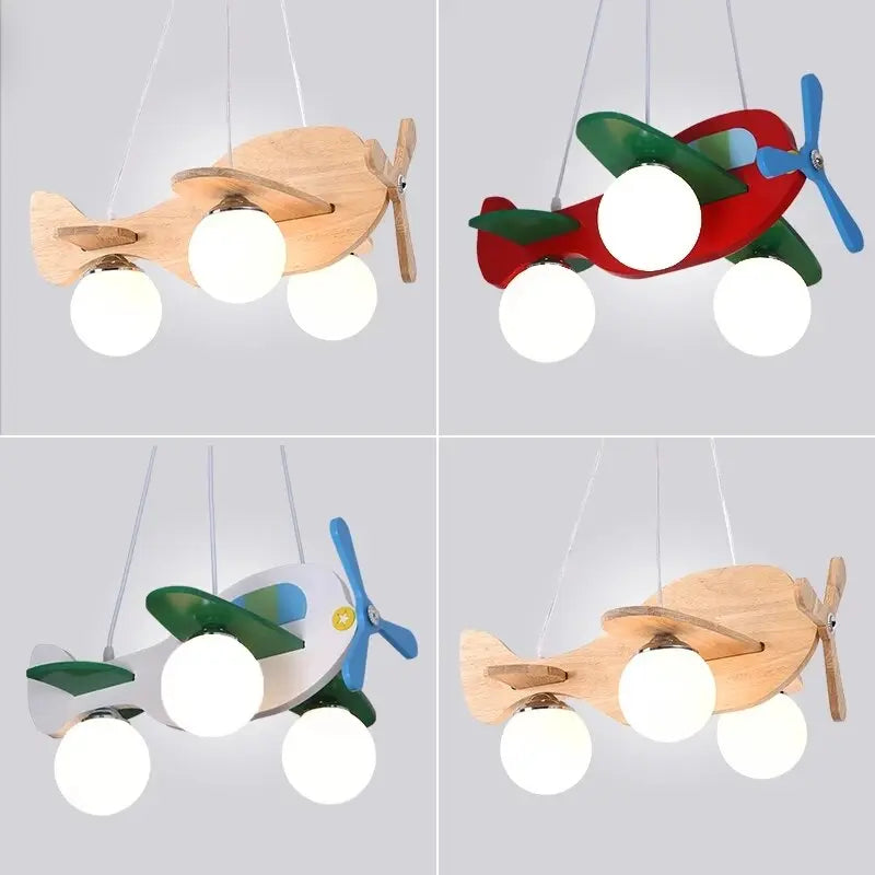 Wood Airplane Chandelier For Children Kids Boy Bedroom ChandeliersLife®