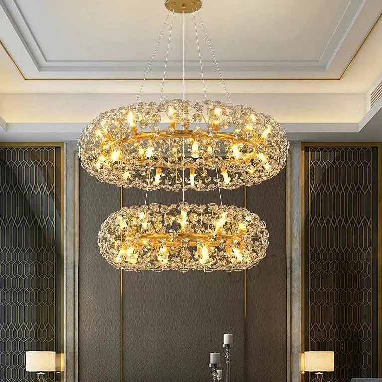 Modern Gold Crystal Circular Hanging Chandelier ChandeliersLife®