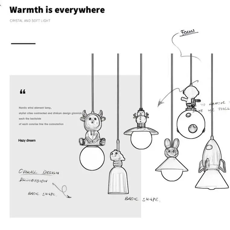 Nordic Kids Room Toys Figurine Pendant Lights ChandeliersLife®